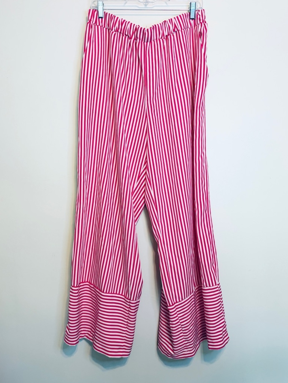 SHEIN Pink & White Striped Wide Leg Pants